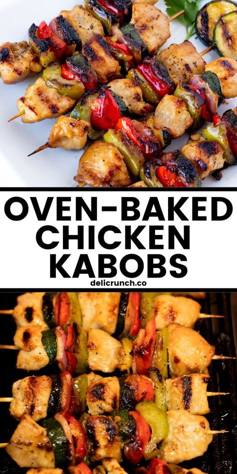 Chicken Kebabs In Oven, Best Chicken Kabobs, Kabobs Marinade, Oven Chicken Kabobs, Chicken Skewers Marinade, Kabob Marinade Recipes, Chicken Kabob Marinade, Recipe With Vegetables, Juicy Grilled Chicken