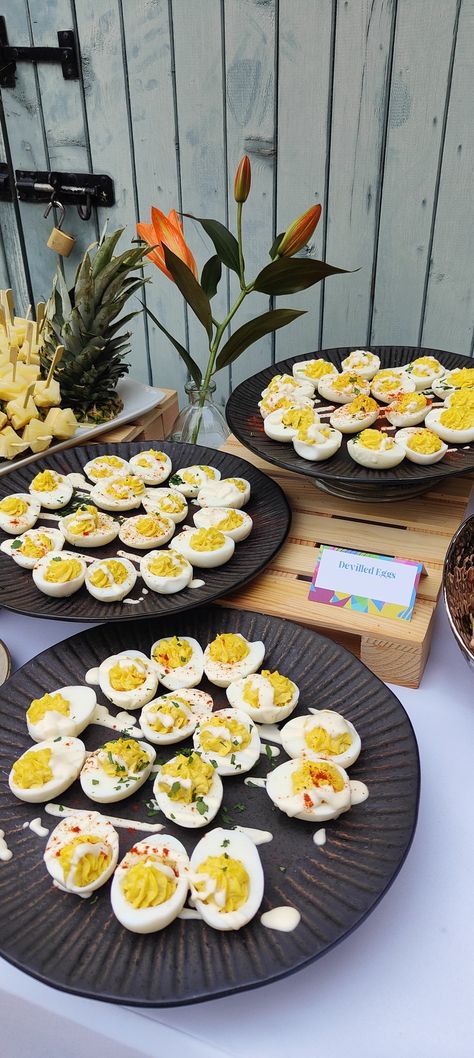 Devilled Eggs- A classic 80's food 80s Party Foods, School Party Food, 80s Food, Devilled Eggs, 80s Theme Party, 80s Theme, Garden Party Decorations, Happy 40th, Happy 40th Birthday