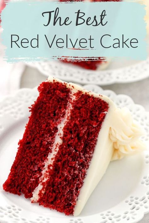 This cake is a delicious red velvet recipe from Live Well Bake Often! With a vanilla flavor, this cake has a hint of chocolate in it as well. This cake is incredibly soft, moist, and buttery. Top off the best red velvet cake with an easy, homemade cream cheese frosting. This recipe is the best recipe for red velvet cake you will find! #redvelvet #cake #redvelvetcake #homemade #dessert #creamcheesefrosting #dessert #cakerecipe Red Velvet Cake Recipe Easy, Southern Red Velvet Cake, Best Red Velvet Cake, Bolo Red Velvet, Red Velvet Cake Recipe, Velvet Cake Recipes, Vanilla Flavor, Delicious Cream, Velvet Cupcakes