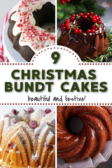 Get ready for Christmas baking! These Christmas bundt cakes have all your favorite holiday flavors, from rum to gingerbread to peppermint. Perfect for gifting, sharing, or eating! Easy Xmas Cake Recipe, Peppermint Bundt Cake Recipe, Christmas Desserts Bundt Cakes, Holiday Bunt Cakes, Cake For Holidays, Christmas Mini Bundt Cakes Holidays, Simple Christmas Birthday Cakes, Easy Christmas Bundt Cake Recipes, Christmas Cake Bundt