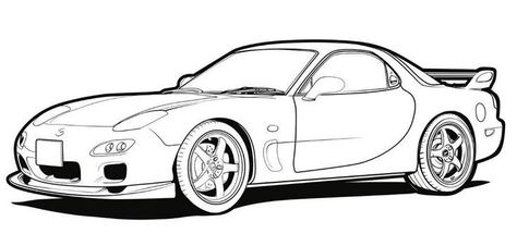 Mazda Rx7 Drawing, Rx7 Drawing, Golf Drawing, Car Drawing Easy, Gtr 35, Mayan Symbols, Skyline Gtr R34, Mazda Cars, Gtr R34