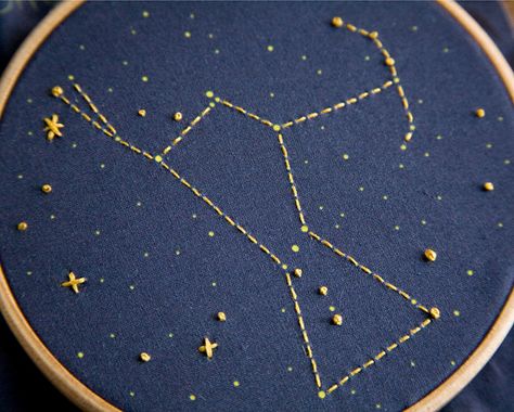 Orion Constellation Embroidery Kit by MiniatureRhino on Etsy Constellation Embroidery, Eclectic Artwork, Orion Constellation, Japanese Embroidery, Crewel Embroidery, Hand Embroidery Stitches, Embroidery Kit, Hand Embroidery Patterns, Embroidery Techniques