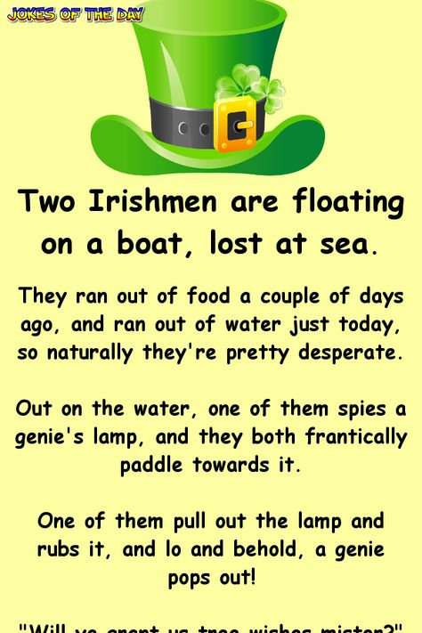 Irish Jokes Hilarious, Funny Irish Quotes, Studying Vision Board, Funny Irish Jokes, St Patricks Day Jokes, Laugh Out Loud Jokes, Jokes Of The Day, Irish Jokes, Picture Jokes