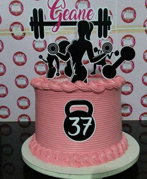 Bolo Academia, Cake Drawings, Fitness Cake, Gym Cake, Photo Cake Topper, Bolo Fit, Cake Drawing, Mini Cake, Photo Cake