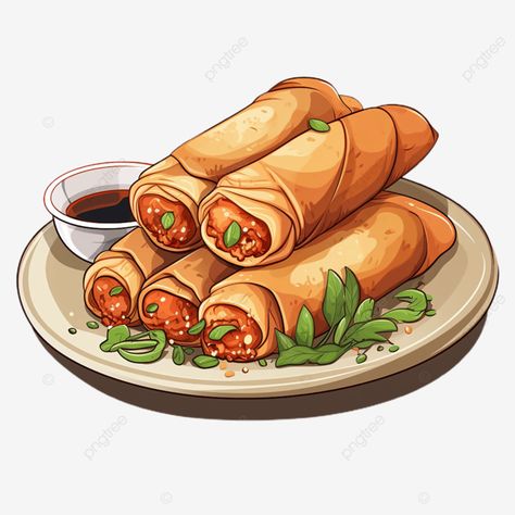 Food Cartoon Illustration, Food Mural, Food Art Illustration, Lumpiang Sariwa, Food Clip Art, Rolls Food, Food Photography Background, Book Illustration Design, Background Food