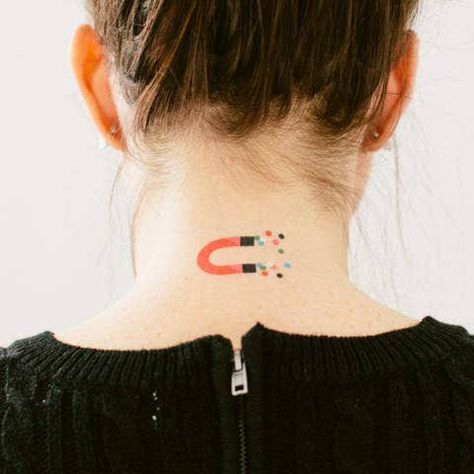 16 exceedingly cool tattoos inspired by science- CosmopolitanUK Magnet Tattoo Couples, Magnet Tattoo, Tattoos Science, Tattoos Tree, Tattoo Couples, Science Tattoos, Spiral Tattoos, Peacock Tattoo, Deer Tattoo