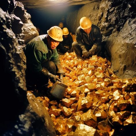 Gold Mining Aesthetic, Mining Aesthetic, Treasure Room, Gold Mines, Golden Treasure, Gold Bullion Bars, Quan Yin, Ancient Warfare, Gemstone Art