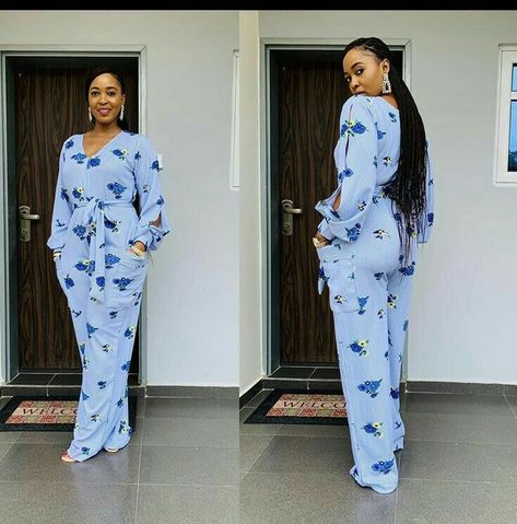 Two pieces Two Piece Outfits Pants Classy Floral, Trouser And Top For Ladies, Classy Jumpsuit Outfits, Two Pieces Outfits, Pieces Outfits, Fashion Work Outfit, Classy Jumpsuit, Jumpsuit Outfits, 2piece Outfits