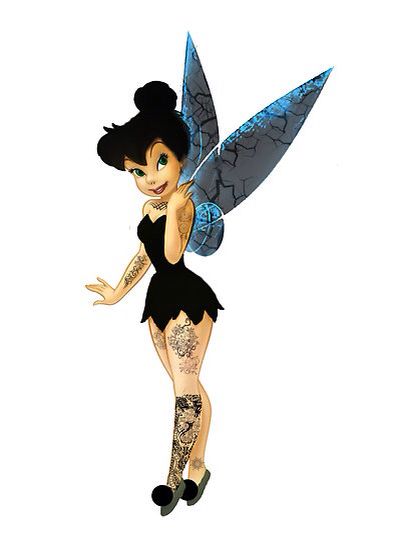 Tinker bell Tinkerbell Tattoo, Emo Disney, Evvi Art, Art Adventure Time, Tinkerbell Pictures, Goth Disney, Punk Disney Princesses, Disney Princess Tattoo, Princess Tattoo