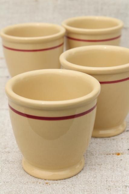 vintage Adobe Ware tan Syracuse china, ironstone custard cup bowls w/ red band Custard Cup, Custard Cups, Restaurant China, Syracuse China, Red Band, Custard, Summer Camp, Old Fashioned, Pinterest Likes