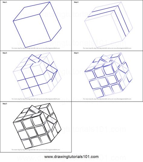 Rubiks Cube Drawing Sketch, Cube Objects Drawing, Rubik Cube Drawing, Rubics Cube Drawing, Cube Printable, Geometric Shapes Drawing, 3d Pencil Drawings, Basic Sketching, Illusion Drawings