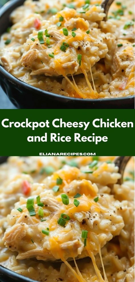 Crockpot Cheesy Chicken And Rice, Crockpot Chicken Casserole, Crockpot Cheesy Chicken, Crockpot Rice Recipes, Crockpot Chicken And Potatoes, Chicken And Rice Crockpot, Crockpot Chicken Dinners, Cheesy Chicken And Rice, Convenient Dinner