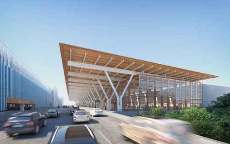 Kansas Airport, Airport Terminal, Airport Design, Airports Terminal, Roof Architecture, Architecture Concept Drawings, Canopy Design, Structure Architecture, Airport City