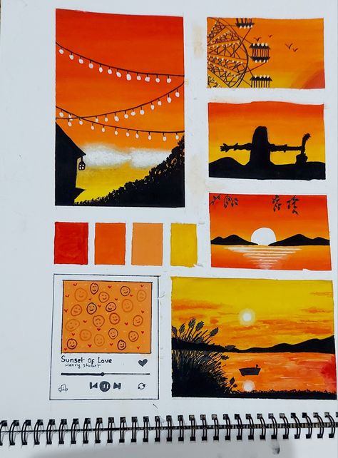 Orange Moodboard Painting, Non Representational Art Drawing, Orange Painting Ideas On Canvas, Orange Drawing Aesthetic, Orange Aesthetic Painting, Orange Painting Aesthetic, Orange Painting Ideas, Orange Sky Painting, Orange Drawings