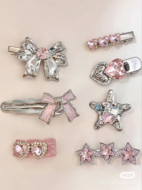 Aesthetic Hair Clips, Y2k Hair Accessories, Kawaii Hair Clips, Cute Hair Accessories, Beaded Hair Clips, Hair Necklace, Chinese Hair Accessories, Kawaii Hairstyles, Hair Accessories Collection