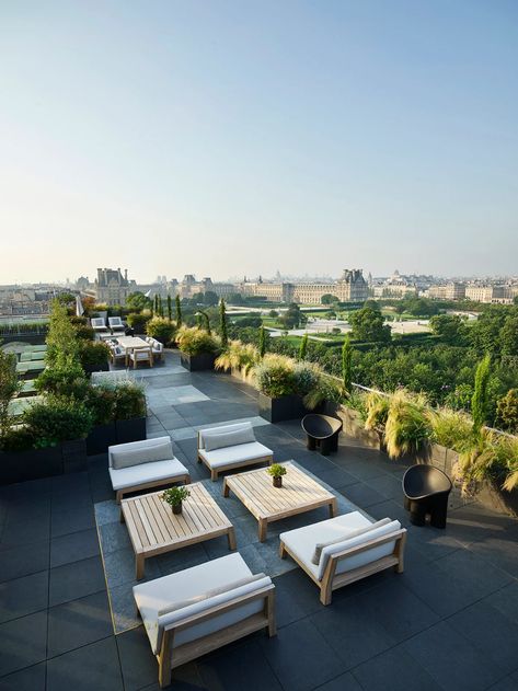 Belle Etoile Penthouse Suite- The Terrace | Dorchester Collection Rooftop Bar Design, 29 Rooms, Terrace Roof, Rooftop Restaurant Design, Rooftop Patio Design, Terrace Hotel, Terraced Landscaping, Rooftop Terrace Design, Rooftop Design