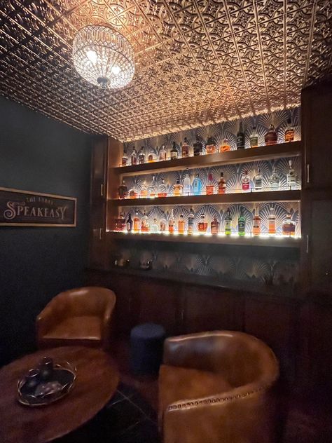 Home Speakeasy – Photo Contest Home Speakeasy, Acoustical Ceiling, Faux Tin Ceiling, Faux Tin Ceiling Tiles, Man Cave Bathroom, Copper Backsplash, Decorative Ceiling Tile, Faux Tin, Tin Ceiling Tiles