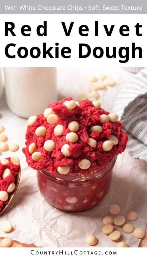 Piping Cookies Dough, Red Velvet Cookie Dough Edible, Edible Red Velvet Cookie Dough, Edibles Recipe Easy, Cookie Dough Flavors, Red Velvet Cookie Dough, Edible Cookie Dough Healthy, Edible Dough, Crushed Oreo