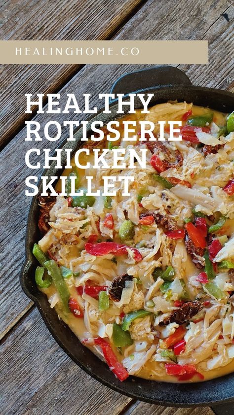 Healthy Rotisserie Chicken Skillet Rotisserie Chicken Skillet Recipes, Rotisserie Chicken Skillet, Chicken Bell Pepper Recipes, Rotisserie Chicken Recipes Healthy, Stuffed Bell Peppers Chicken, Recipes Using Rotisserie Chicken, Recipes With Chicken And Peppers, Chicken Skillet Recipes, Chicken Skillet