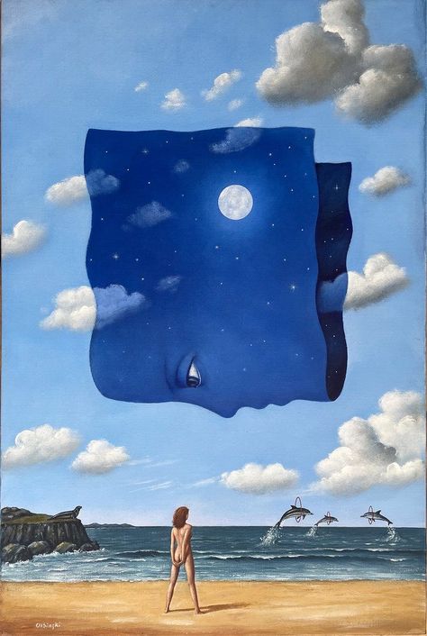 Simple Surrealism Art, Moon Surrealism, Dark Surrealism Art, Surrealism Digital Art, Surreal Pop Art, Rafal Olbinski, Surrealism Paintings, Modern Surrealism, Surealism Art