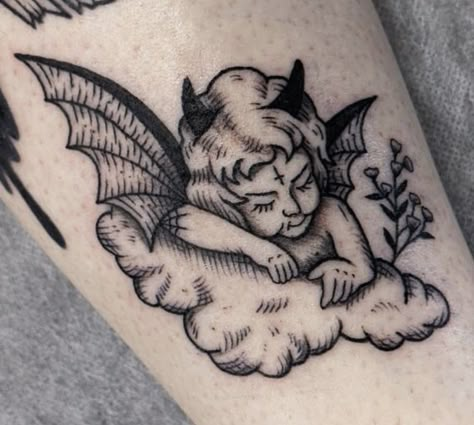 Georgia Tattoos, Fam Tattoo, Latest Tattoo Design, Cherub Tattoo, Devil Tattoo, Latest Tattoos, Gothic Tattoo, Horror Tattoo, Tattoo Flash Art