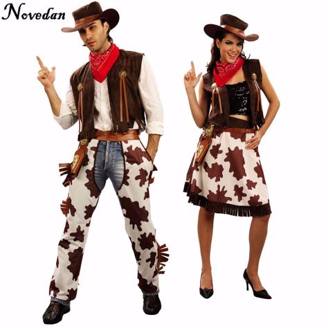 Cheap cowboy costume, Buy Quality cosplay costume directly from China costume for women Suppliers: Adult Western Cowgirl Cowboy Costume Dress With Hat Carnival Halloween Party Sexy Outfit Cosplay Costumes For Women Men Enjoy ✓Free Shipping Worldwide! ✓Limited Time Sale ✓Easy Return. Cowboy Party Costume, Girls Cowboy Costume, Cowgirl Costume For Women, Traje Cowgirl, Cowgirl Outfits For Women, New Halloween Costumes, Carnival Dress, Cowboy Costume, Fancy Dress Up