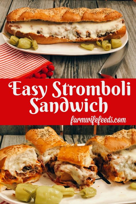 Stromboli Sandwich Recipe, Sausage Stromboli Recipe, Sausage Sandwich Recipes, Easy Stromboli, Stromboli Recipe Easy, Hoagie Sandwiches, Homemade Stromboli, Grinder Sandwich, Sandwhich Recipes