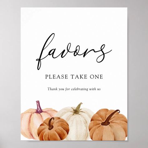 Pumpkins Favors Sign | Zazzle Guess How Many Candy Corn In Jar Printable, Pumpkin Theme Gender Reveal Invitations, A Little Pumpkin Is On The Way Invite, Pumpkin Shower Invitations, Pumpkin Favors, Watercolor Border, Favors Sign, Party Needs, Create Sign