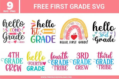 1st Grade Free SVG Files | Free SVG Download 1st Grade Svg, Pride Quotes, Cricut Svgs, Disney Easter, Free Cricut, Free Svg Files, Teacher Svg, Cricut Free, Educational Projects