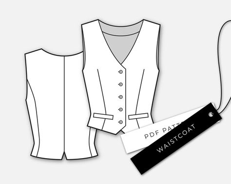 Waistcoat Pattern Free, Vest Patterns For Women Sewing, Vest Pattern Sewing, Female Vest, Women Waistcoat, Waistcoat Pattern, Fashion Croquis, Vest Pattern Free, Vest Sewing Pattern