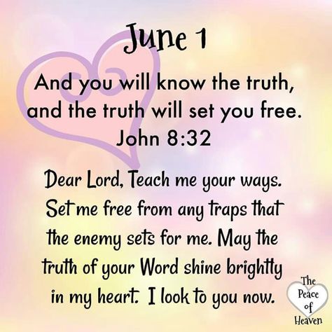 .*💗TAKE CARE💗*. June 1 Quotes, June Images, Daily Christian Prayers, Scripture Prayers, Daily Spiritual Quotes, John 8 32, Spiritual Inspiration Quotes, Christian Affirmations, Prayer Time