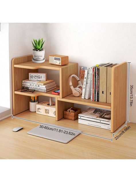 Wood Desk Storage Organizer, Expandable Desktop Display Shelf Rack, Multipurpose Bookshelf for Office & Home, Desktop Stand Bookshelf, Office Storage Rack - Two Color OptionsI discovered amazing products on SHEIN.com, come check them out! Office Supply Storage, Desktop Bookshelf, Magazine Storage, Stylish Desk, Bookshelf Desk, Desktop Organizer, Table Shelves, Small Shelves, Desk Shelves