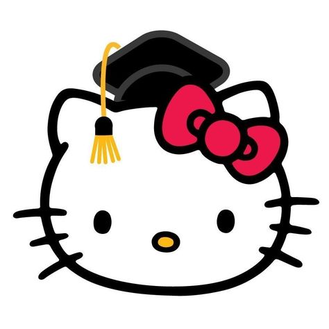 Hello Kitty With Graduation Cap, Graduating Hello Kitty, Back To School Hello Kitty, Hello Kitty Graduation Images, Sanrio Graduation Cap, Hello Kitty Graduation Cap, Hello Kitty Senior, Grad Stickers, Hello Kitty Graduation