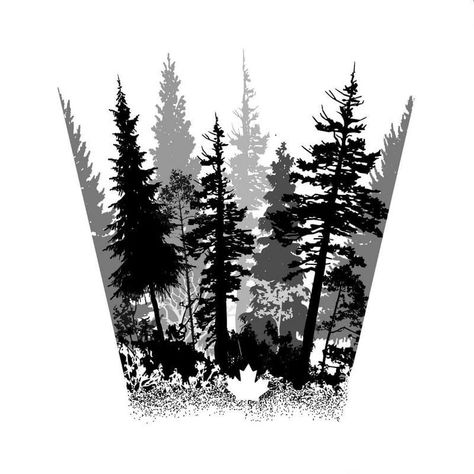 Forest Tattoo Design Drawing, Treeline Tattoo, Background Shading Tattoo Ideas, Tattoo Shading Ideas Backgrounds, Forest Tattoo Ideas, Dark Forest Tattoo, Tree Line Tattoo, Forest Tattoo Sleeve, Forest Forearm Tattoo