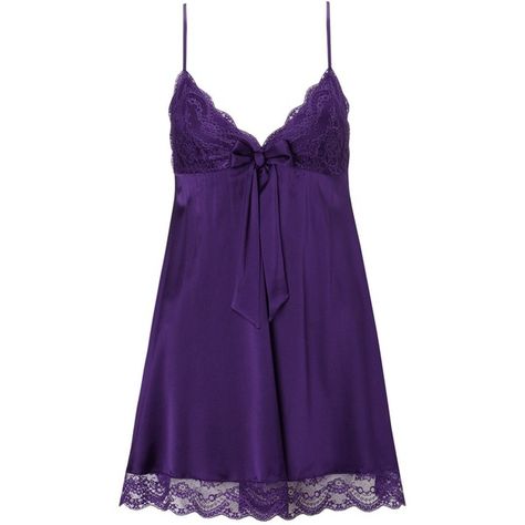 Myla Purple Isabella Babydoll ($65) ❤ liked on Polyvore featuring intimates, pajamas, lingerie, sleepwear, pijamas, dresses, purple, lacy lingerie, lace slip and lace babydoll lingerie Purple Lingerie Dress, Purple Night Gown, Purple Sleepwear, Eras Fits, Pijama Satin, Mystery Incorporated, Purple Pajamas, Purple Night, Daphne Blake