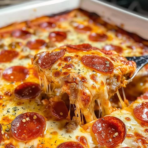 Savor the taste of pizza in a casserole! Bubbling Pizza Casserole is cheesy, hearty, and perfect for a fun family meal, ready in 45 minutes.