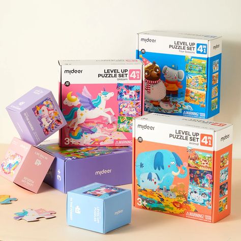 🥳🥳🥳 Level Up! 4 in 1 Puzzle Set is available at heykids.com.au Each set contains four puzzles from 12 to 35 pieces, experience special level-up playing! Product: Level Up! 4 in 1 Puzzle Set Check it now👉: heykids.com.au #puzzleforkids #puzzlegame #mideer #mideerpuzzle #giftforkid #giftforkids #educationaltoys #educationaltoy Puzzle Packaging, Puzzle Set, 4 In 1, Puzzle Game, Level Up, Educational Toys, Packaging Design, Gifts For Kids, Packaging