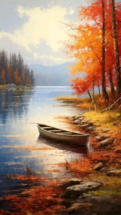 Autumn Scenery Wallpaper, Boat Painting Acrylic, Unique Landscaping, Image Zen, Home Corner, Unique Garden Art, Mountain Landscape Painting, Western Cross, Barn Painting