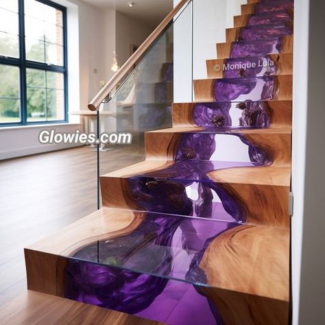 Epoxy And Wood, Monique Lula, Art Stand, Wood Stairs, Stylish Home Decor, Staircase Design, Craft Inspiration, Unique Home Decor, Resin Art