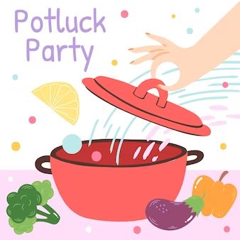 Potluck Illustration, Potluck Poster, Potluck Party Invitations, Potluck Invitation, Office Potluck, Christmas Potluck, Potluck Dinner, Potluck Party, Party Clipart