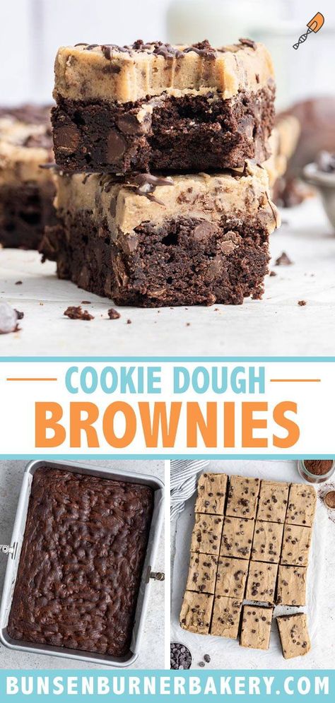 Chocolate Chip Cookie Dough Brownies, Brownie Vegan, Smores Dessert, Resep Brownies, Cookie Dough Brownies, Gluten Free Chocolate Chip, Dessert Dips, Brownies Recipe, Brownie Cookies