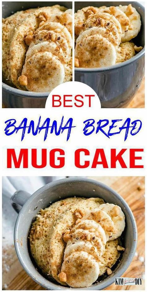 BEST banana bread mug cake recipe you will want to try. Easy homemade banana bread in a mug. Great Fall food recipe & perfect for college dorm room food. Make for snacks, breakfast or desserts Healthy Banana Bread In A Mug, Banana Bread Mug Recipe, Banana Mug Cake Microwave Healthy, Banana Bread In A Mug Recipe, Microwave Banana Recipes, Banana Bread Mug Cake Microwave, Mug Cake Banana Bread, Banana Cake In A Mug, Banana Microwave Dessert