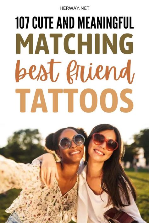 Your friend and you are thinking about getting a matching tattoo? Find the perfect tattoo design in this collection of the best matching best friend tattoos! Bestie Tattoos Bff, Best Friend Tattoo Quotes, Matching Tattoos Ideas, Best Friend Symbol Tattoo, Best Friend Matching Tattoos, Friend Matching Tattoos, Matching Cousin Tattoos, Girlfriend Tattoos, Bff Tats