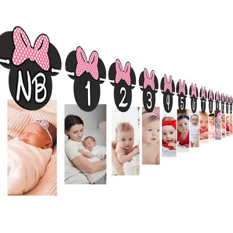 PRICES MAY VARY. Paper ✔️Minnie Mouse Clubhouse: Welcome your little child's First Birthday with our Minnie Mouse Clubhouse themed 12 month Birthday photo Banner. This Minnie Mouse Disney Birthday Decoration banner with small cute Minnie Mouse faces on it and each one has Numbers written on each one of it in Ascending order from NB to 12. Minnie Mouse Birthday Banner comes in Hot Pink color which will definitely be a eye catcher in your little one's birthday. "✔️PREMIUM QUALITY: Minnie First bir One Year Old Minnie Mouse Birthday Party, Mickey Mouse Birthday Theme Decorations, Minnie Mouse Centerpieces Ideas 1st Birthdays, Mini Mouse Birthday Decoration, Minnie Mouse First Birthday Party Ideas, Minnie Mouse 1st Birthday Party Ideas, Mini Mouse First Birthday, Minnie Mouse Birthday Decor, Minnie Mouse Birthday Party Ideas 1st