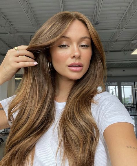 Light Brown Hair Full Color, Light Brown Ginger Hair, Light Caramel Balayage, Light Ginger Brown Hair, Future Hairstyles, Darker Hair, Rambut Brunette, Honey Brown Hair, Brown Hair Inspo