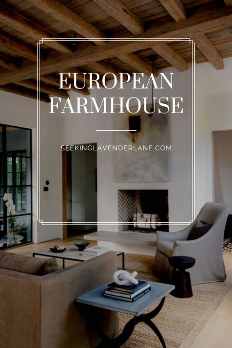 Old World Modern Home, German Decor Interior Design, Not Farmhouse Decor, Modern European Farmhouse Living Room, European Farmhouse Living Room Interior Design, Modern European Farmhouse Bedroom, European Farmhouse Wallpaper, Belgium Farmhouse Style, European Country Bathroom