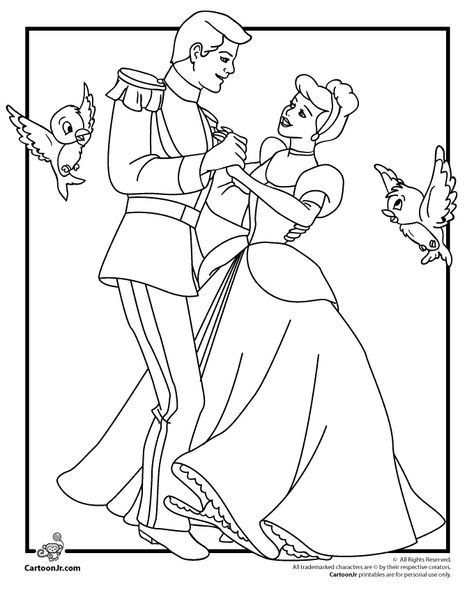 Cinderella Coloring Pages Princess Coloring Pages For Kids, Cinderella Drawing, Belle Coloring Pages, Cinderella Coloring Pages, Castle Coloring Page, Wedding Coloring Pages, Disney Princess Colors, Cinderella And Prince Charming, Disney Princess Coloring Pages