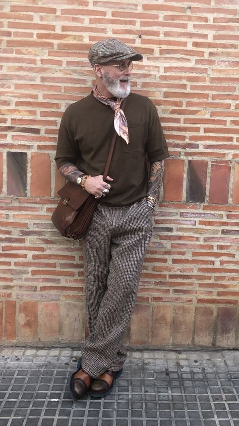 Retro Male Outfits Aesthetic, Eclectic Grampa Aesthetic, Men Styling Tips, Old Man Clothes Aesthetic, Electric Grandpa Fashion, Japanese Grandpa Style, Italian Grandpa Style, Old Person Outfit, Grandpacore Outfits