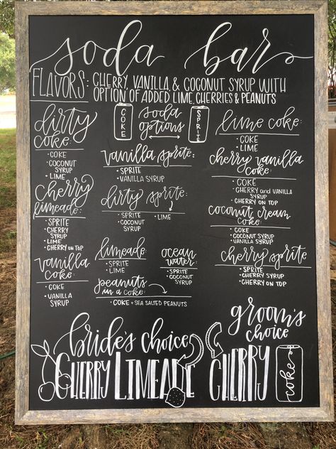 Soda Bar At Wedding, Soda Station Wedding, Wedding Soda Station, Soda Bar Ideas Drink Stations, Soda Shop Ideas, Soda Float Bar, Flavored Soda Recipes, Soda Bar Sign Wedding, Soda Bar Wedding Drink Stations