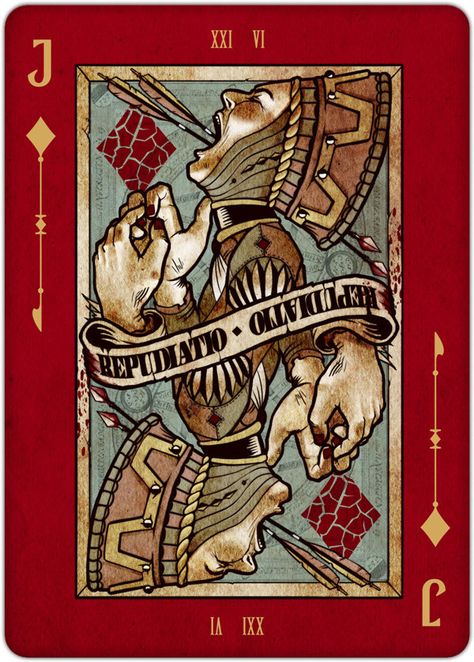 Requiem_card06 Jack Of Diamonds, Cool Playing Cards, Card Tattoo Designs, Custom Playing Cards, Playing Cards Art, Cards Deck, Playing Cards Design, 카드 디자인, Card Tattoo